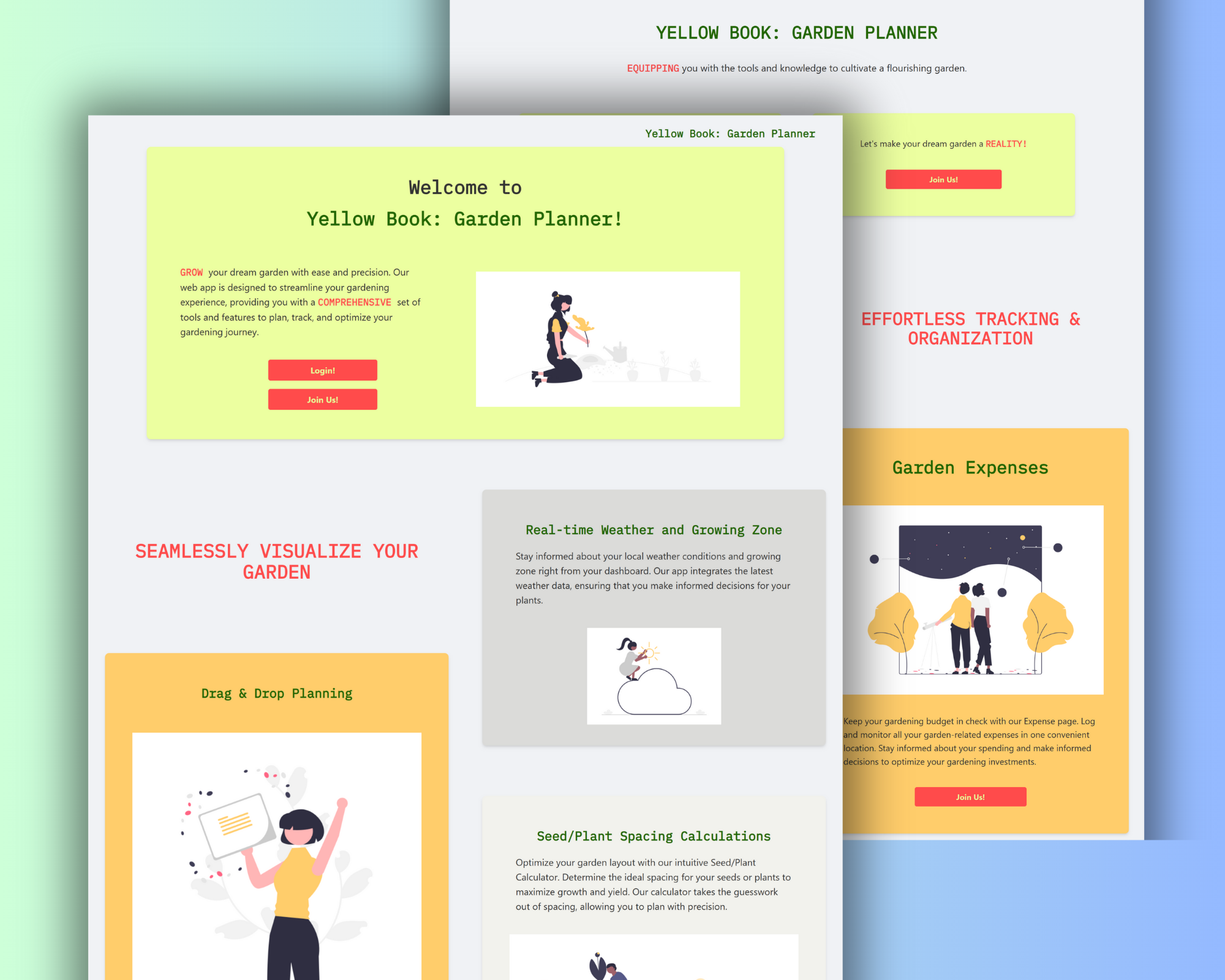 image of yellow book garden planner web app